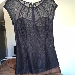 Bebe size medium black sheer lace top